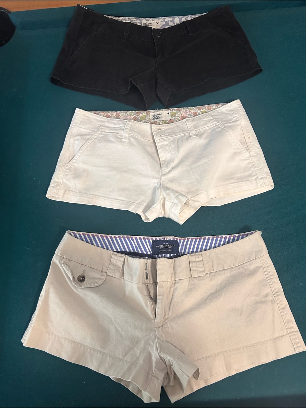 American Eagle Outfitters Women's Black, White and Tan Shorts Trio